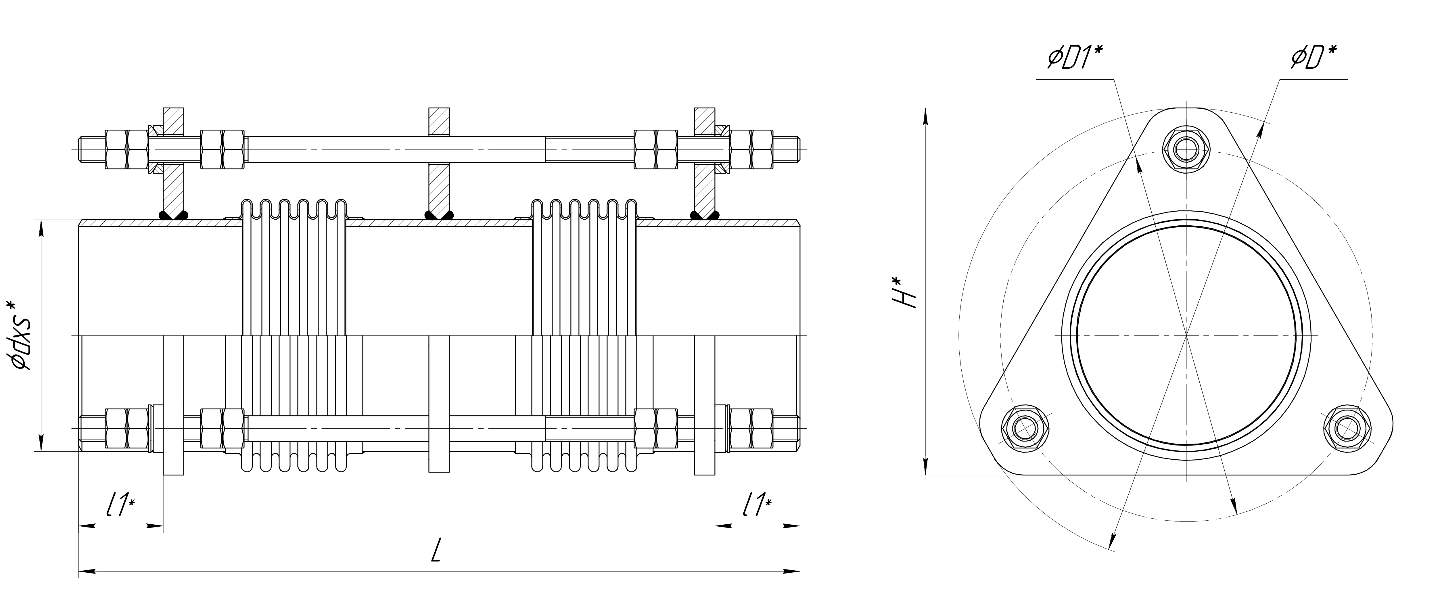 Сильфонный компенсатор чертеж dwg